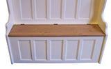 ^Tall Hallway Porch Settle Pew Monks Bench, with Optional Coat Hook and under storage seat