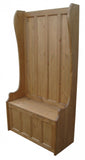 ^Tall Hallway Porch Settle Pew Monks Bench, with Optional Coat Hook and under storage seat
