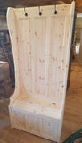 ^Tall Hallway Porch Settle Pew Monks Bench, with Optional Coat Hook and under storage seat