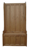 ^Tall Hallway Porch Settle Pew Monks Bench, with Optional Coat Hook and under storage seat