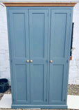 z**IN STOCK** One Only - 3 Door Traditional Hall Cloak Room Coat & Shoe Cupboard in STIFFKEY BLUE