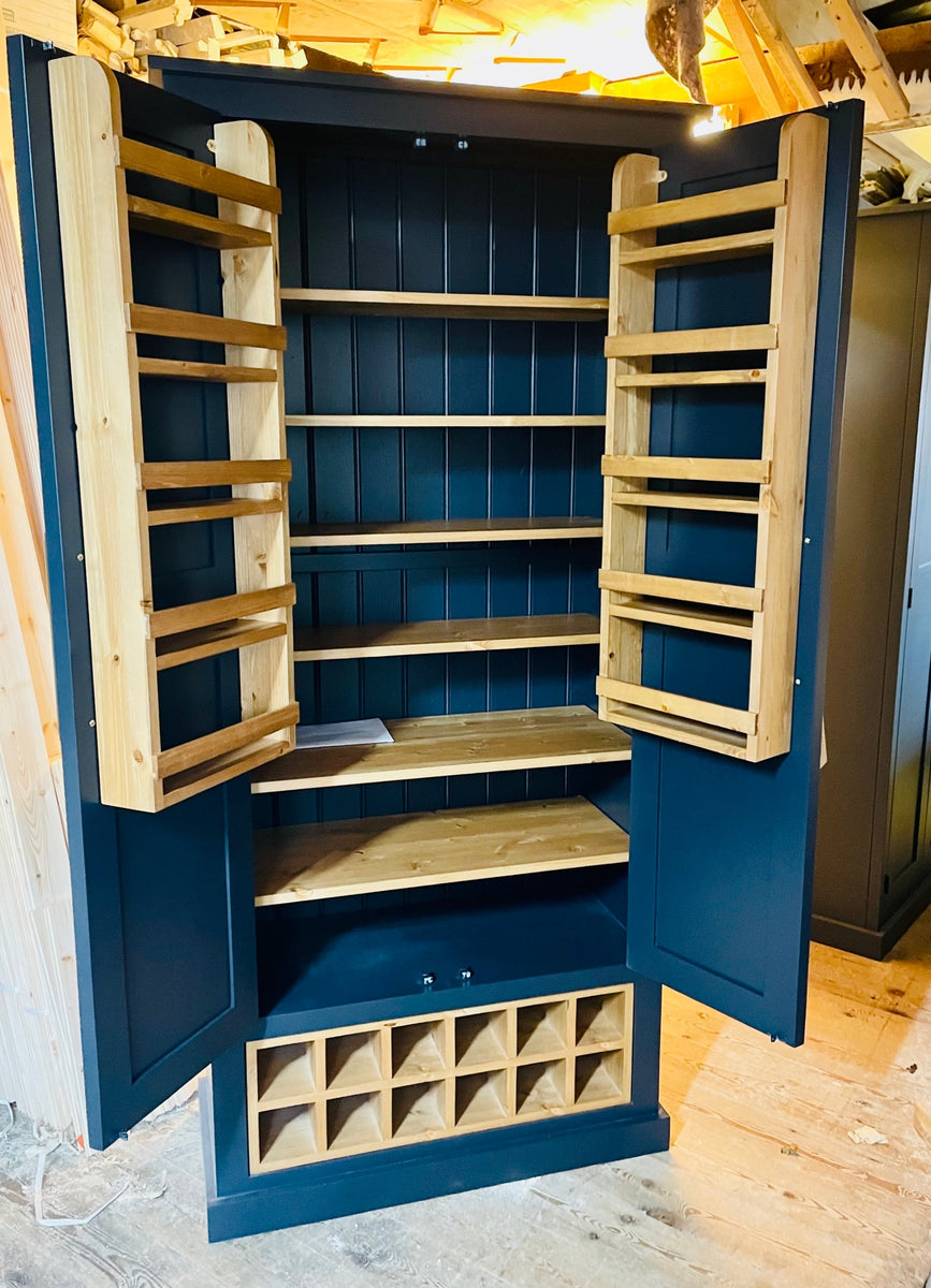 Kitchen Larder Pantry with 12 Bottle Wine Rack and Spice Racks