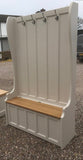 ^Tall Hallway Porch Settle Pew Monks Bench, with Optional Coat Hook and under storage seat
