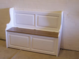 ^4' Wide Monks Bench Settle Pew Solid Pine 2 Panel with Under Seat Storage