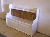 ^4' Wide Monks Bench Settle Pew Solid Pine 2 Panel with Under Seat Storage