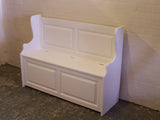 ^4' Wide Monks Bench Settle Pew Solid Pine 2 Panel with Under Seat Storage