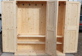 Medium Height Hall & Shoe Storage Cupboard 150 cm high x 150 cm wide with Hooks and Shelves - 3 door (35 cm, 40 cm, 50 cm deep)