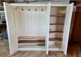 Medium Height Hall & Shoe Storage Cupboard 150 cm high x 150 cm wide with Hooks and Shelves - 3 door (35 cm, 40 cm, 50 cm deep)