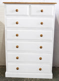 Chest of Drawers Solid Wood 2 over 5 (or 6 full width) - Narrow 30" wide