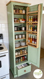 Larder Pantry Cupboard with Spice Rack & Drawer - Narrow 1 Door - (40 cm Deep)