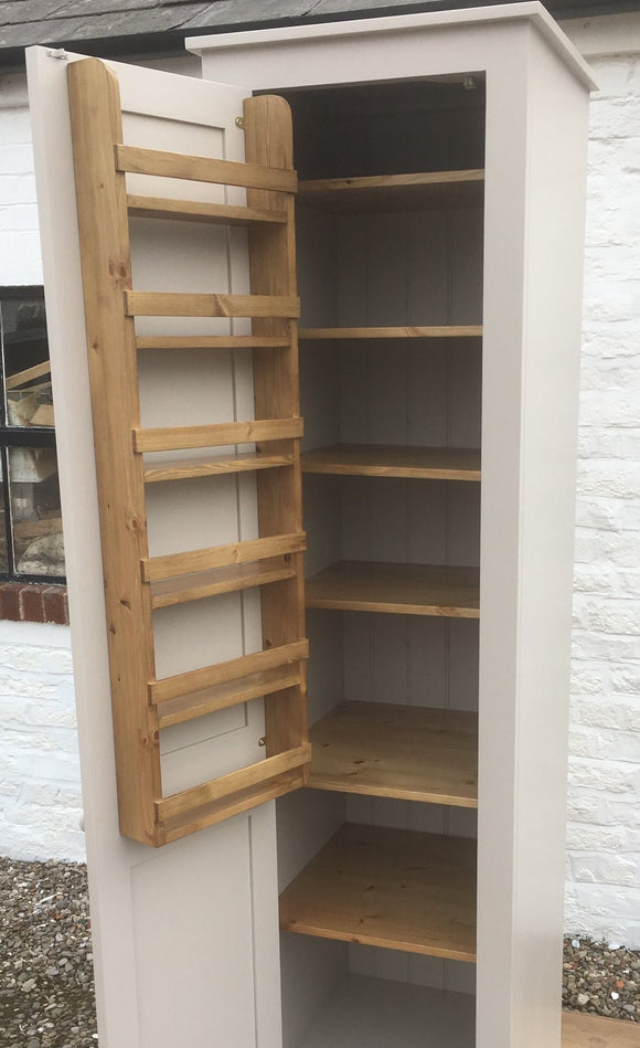 **Kitchen Unit Larder Pantry Cupboard with Spice Rack - Full Length Door - Narrow - (60 cm deep)