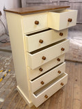 Chest of Drawers Solid Wood 2 over 5 (or 6 full width) - Narrow 30" wide
