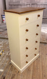 Chest of Drawers Solid Wood 2 over 5 (or 6 full width) - Narrow 30" wide