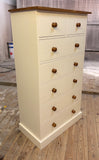 Chest of Drawers Solid Wood 2 over 5 (or 6 full width) - Narrow 30" wide