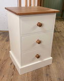 Bedside Cabinet Chest Solid Wood 3 Drawer (Medium) Width: 450mm (17 in), Height: 675mm (26 in), Depth: 405mm (16 in)