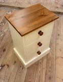 Bedside Cabinet Chest Solid Wood 3 Drawer (Small) Width: 405mm (16 in), Height: 605mm (23 in), Depth: 305mm (12 in)