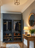 Large Hall Coat & Shoe or Toys 4 Door Storage Cupboard with Hooks and Shelves - 156 cm wide - WITH or WITH-OUT Extra Top Box Storage  (35 cm or 40 cm deep) OPTION 2