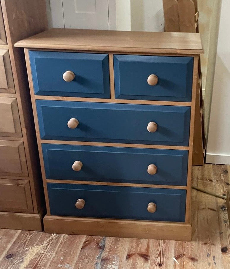 Solid Pine 2 over 3 Chest of Drawers (or 4 full width drawers