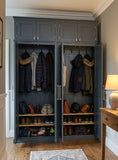 Large Hall Coat & Shoe or Toys 4 Door Storage Cupboard with Hooks and Shelves - 156 cm wide - WITH or WITH-OUT Extra Top Box Storage  (35 cm or 40 cm deep) OPTION 2