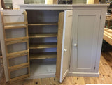 BESPOKE ^122 cm High - 3 Door Low Larder Pantry Storage Cupboard with Spice Rack for Kitchen or Utility Room WORKTOP