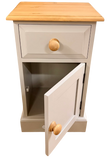 Small Bedside Chest / Pot Cupboard Solid Wood 1 Door and 1 Drawer