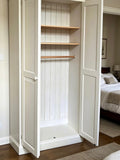 BESPOKE Wardrobe Full Hanging 2 Door with Hanging rail and 2 x high set adjustable shelves - Solid Wood