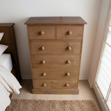 Chest of Drawers - Solid Pine 2 over 4 (or 5 Full Drawers) - Narrow 30" wide