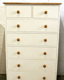 Cream painted 2 over 5 chest of drawers 