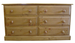 *Solid Pine 3 Drawers next to 3 Drawers DOUBLE Chest of Drawers - 54" wide