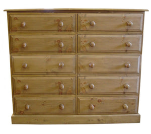 *Solid Pine 5 Drawers next to  5 Drawers DOUBLE Chest of Drawers - 54" wide