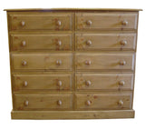 *Solid Pine 5 Drawers next to  5 Drawers DOUBLE Chest of Drawers - 54" wide