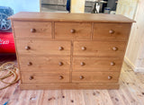 **Solid Pine Merchant Style Chest of 9 Drawers - UK MADE