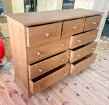 **Solid Pine Merchant Style Chest of 9 Drawers - UK MADE