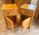 Small Bedside Chest / Pot Cupboard Solid Wood 1 Door and 1 Drawer Width: 35 cm (13¾")  Height: 61 cm (24")   Depth: 28 cm (11")