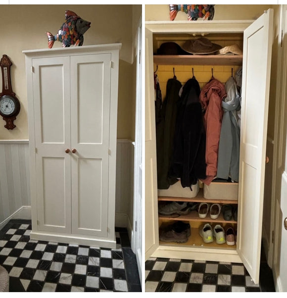 ^2 door Hallway, Utility, Cloak Room Storage Cupboard with Coat Hooks and 3 Shelves (35 cm deep) ALL SIZE VARIATIONS - Option 5