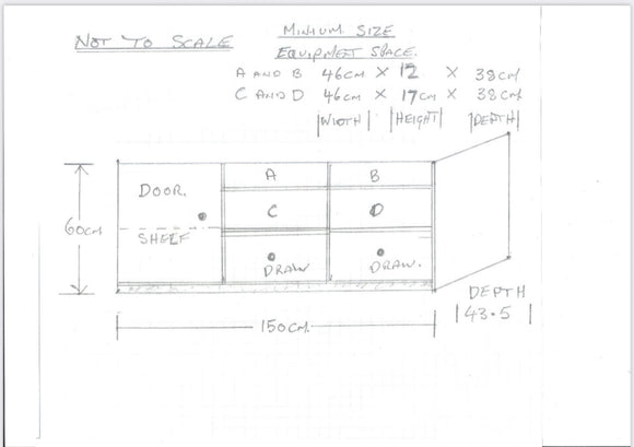 BESPOKE 1 Door, 2 DRAWER AND OPEN TV UNIT - to customer specifications