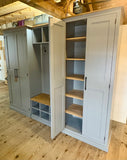 ^4 Door COMBINATION Hall, Utility Room/Ironing board, Cloak Room Storage Cupboard with Shoe Bench and Coat Rack - 2.4 m wide