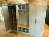 ^4 Door COMBINATION Hall, Utility Room/Ironing board, Cloak Room Storage Cupboard with Shoe Bench and Coat Rack - 2.4 m wide