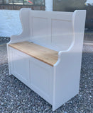 ^Hall Monks Bench Settle Pew Solid Pine 2 Panel with Under Seat Storage - 3' wide