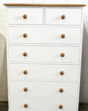 Off White painted 2 over 5 chest of drawers 
