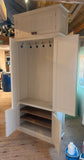 Panelled Hallway, Cloak Room 2 Door Storage Cupboard with Coat Hooks and 2 Door Lower Shoe Cupboard with or without TOP BOX (35 cm deep)