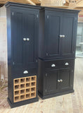 *2m high 2 Door Narrow Tall Display with Wine Rack & Drawer (2 m high x 61 cm wide x 33.5 cm deep)