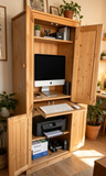 Computer Hideaway Cupboard - 2 Door over 2 Door Storage - 45 cm deep 80 cm wide