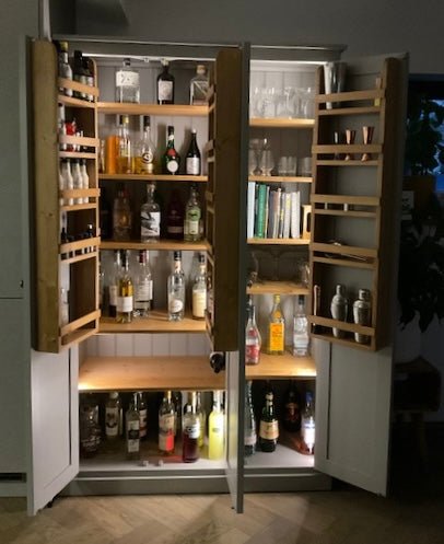 3 Door Cocktail / Drinks Cabinet, Cupboard with Storage Racks 40cm Deep ...