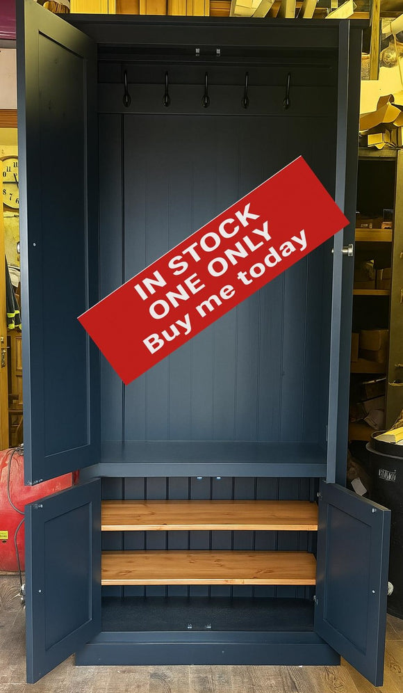 **IN STOCK* 90 cm wide 2 door over 2 door Hallway, Utility, Cloak Room Cupboard - Coat Hooks and Lower Shoe Cupboard