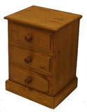 Solid Pine 3 Drawer Bedside Cabinet Chest (Medium)