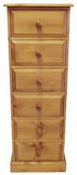 Solid Pine 6 Drawer Wellington / Narrow Chest of Drawers