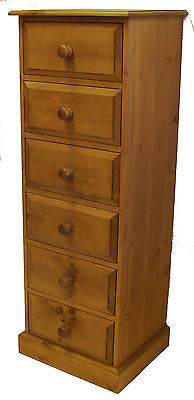 Solid Pine 6 Drawer Wellington / Narrow Chest of Drawers