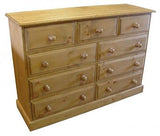 Solid Pine Merchant Style Chest of 9 Drawers - UK MADE