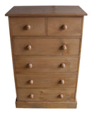 Solid Pine 2 over 4 Chest of Drawers - Narrow 30" wide